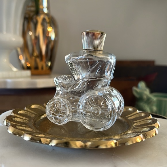 Vintage 1970s Avon Courting Carriage Moonwind Cologne Clear Glass + Gold Bottle - Picture 6 of 9